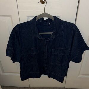 Loft Dark Denim Short Sleeve Shirt